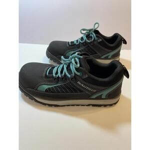 Women's Asics Nautilus Alloy  Toe Work Shoe N1466 Size 8.5W Black/Teal Lace up
